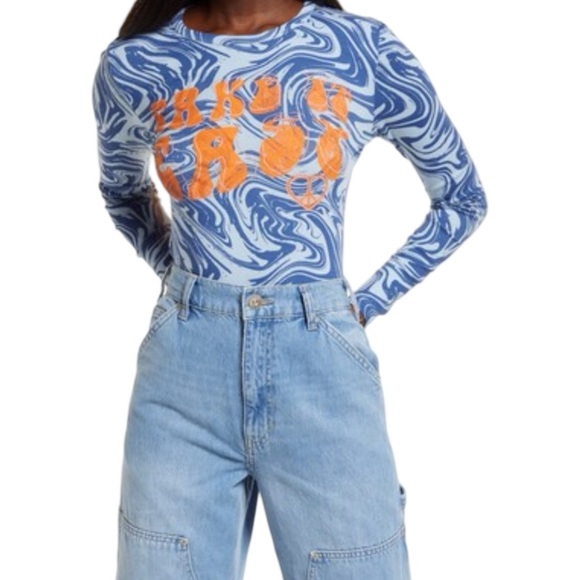 BDG Tops - BDG Marbled "Take it Easy" Graphic Long Sleeve Tee